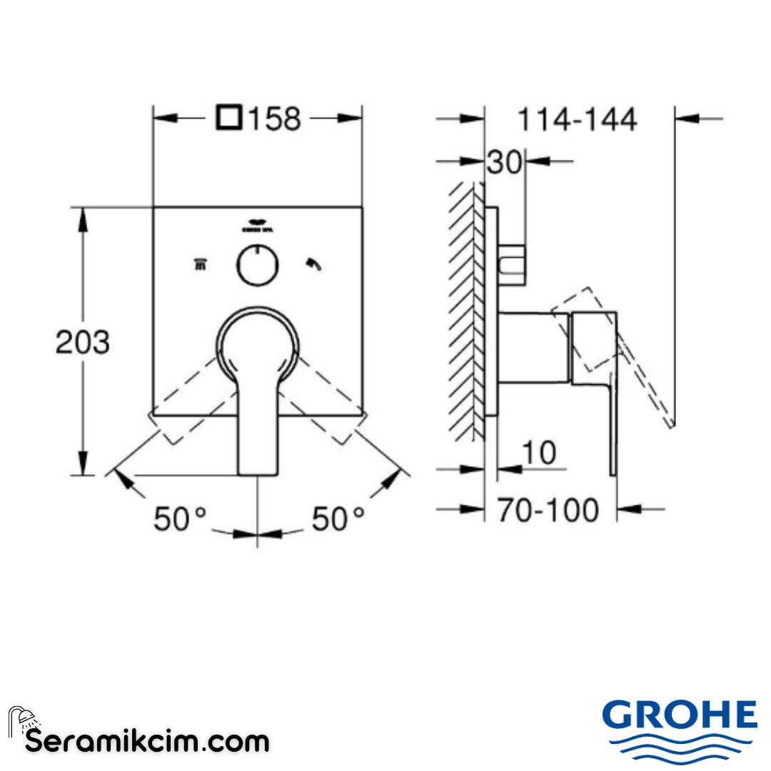 Grohe Allure Ankastre Banyo ve Duş Bataryası (Sıva Üstü Grubu), 3 Yollu Krom 29176001 - 29176001
