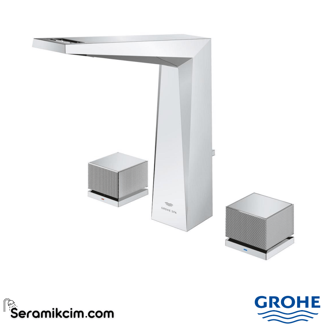 Grohe Allure Brilliant Private Collection L-Boy, 3 Delikli Lavabodan Ankastre Lavabo Bataryası, Sifon Kumandalı Krom 20670000 - 20670000