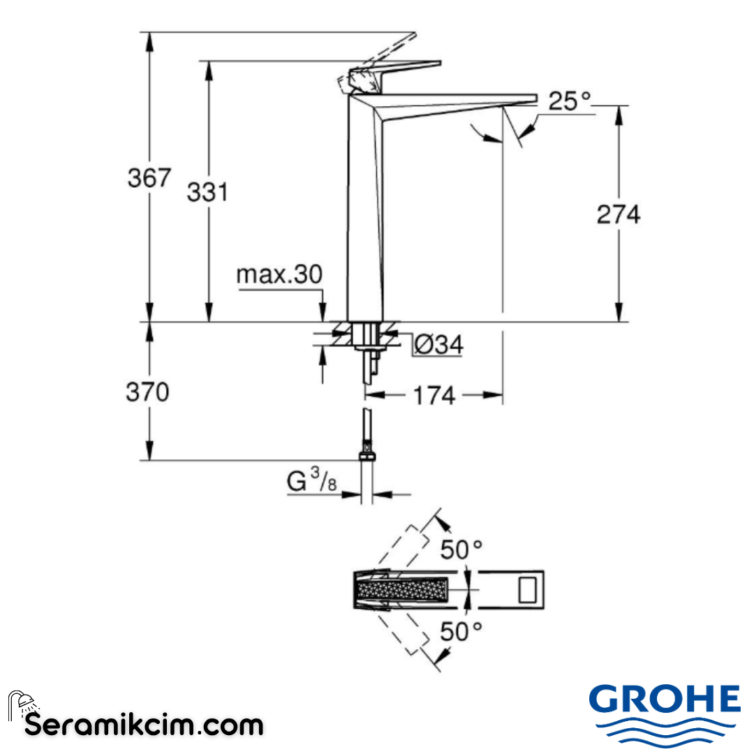 Grohe Allure Brilliant Private Collection XL-Boy Tezgah Üstü Lavabo Bataryası Krom 24417000 - 24417000