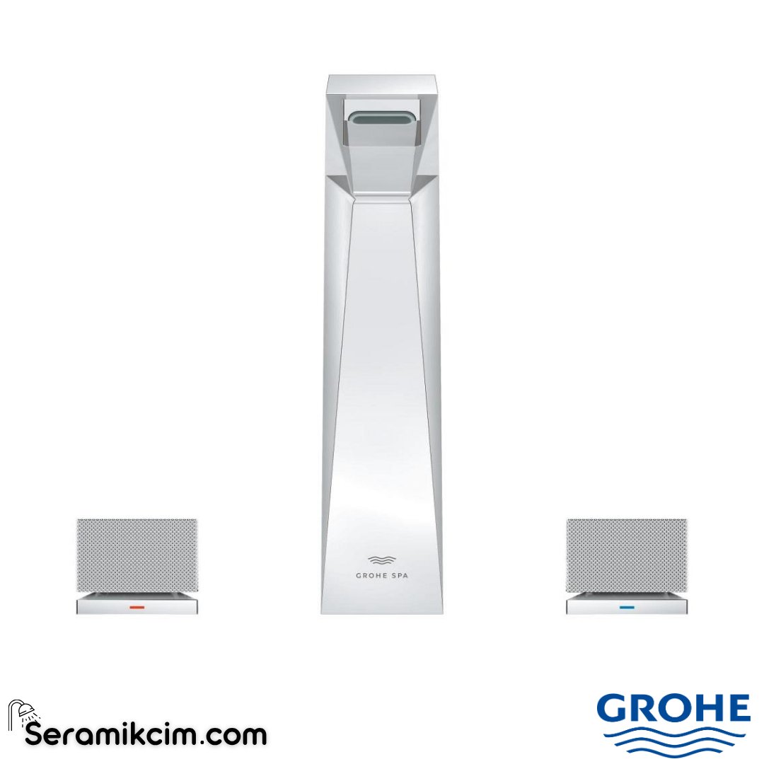 Grohe Allure Brilliant Private Collection L-Boy, 3 Delikli Lavabodan Ankastre Lavabo Bataryası, Sifon Kumandalı Krom 20670000 - 20670000