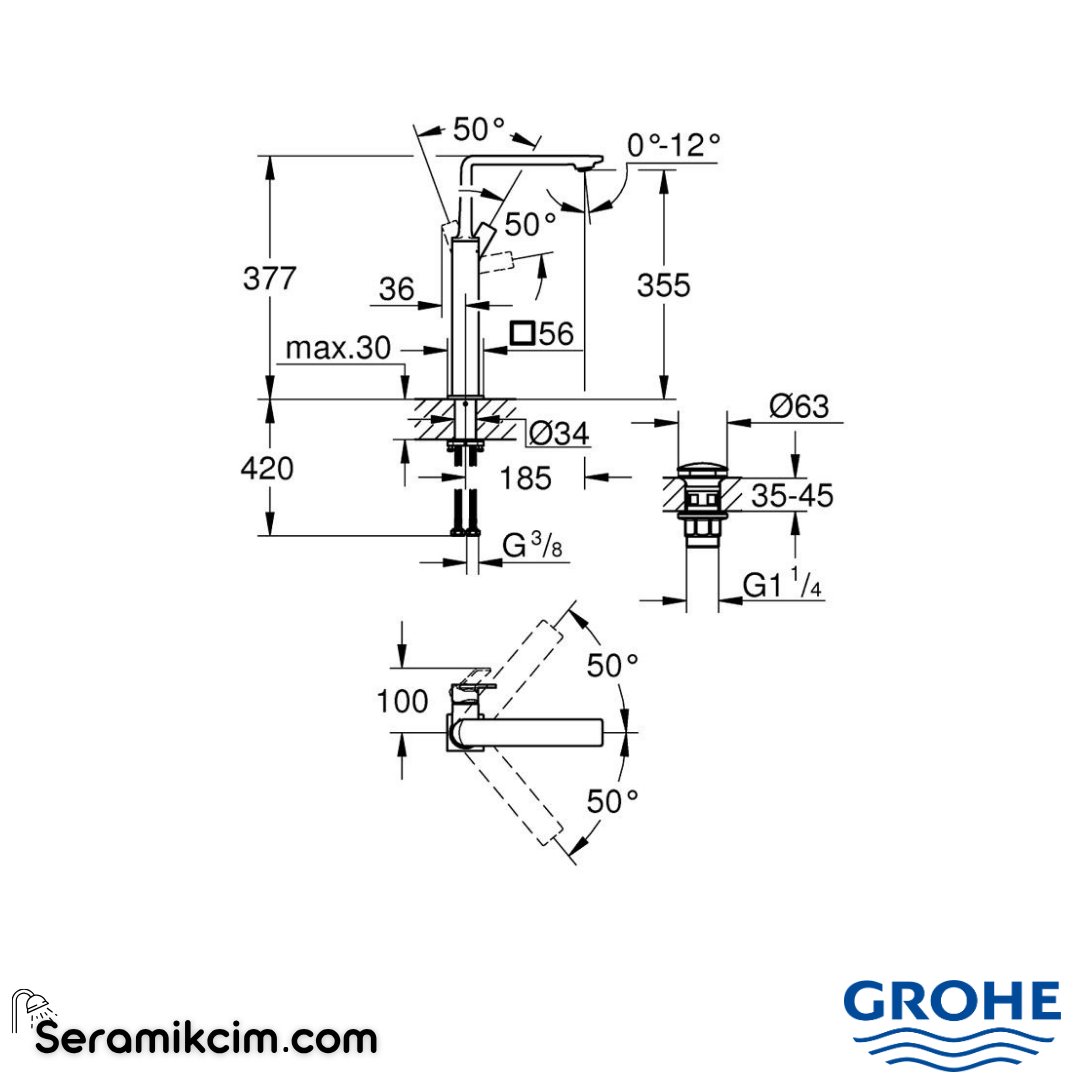 Grohe Allure Çanak Lavabo Bataryası Krom 23403001 - 23403001