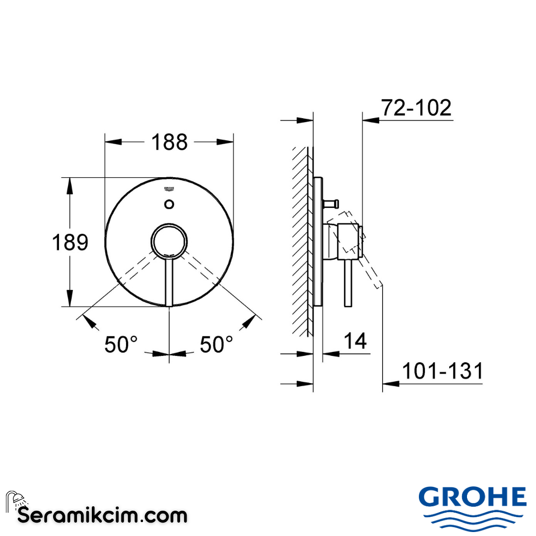 Grohe Atrio Ankastre Banyo Duş Bataryası  19459001 - 19459001