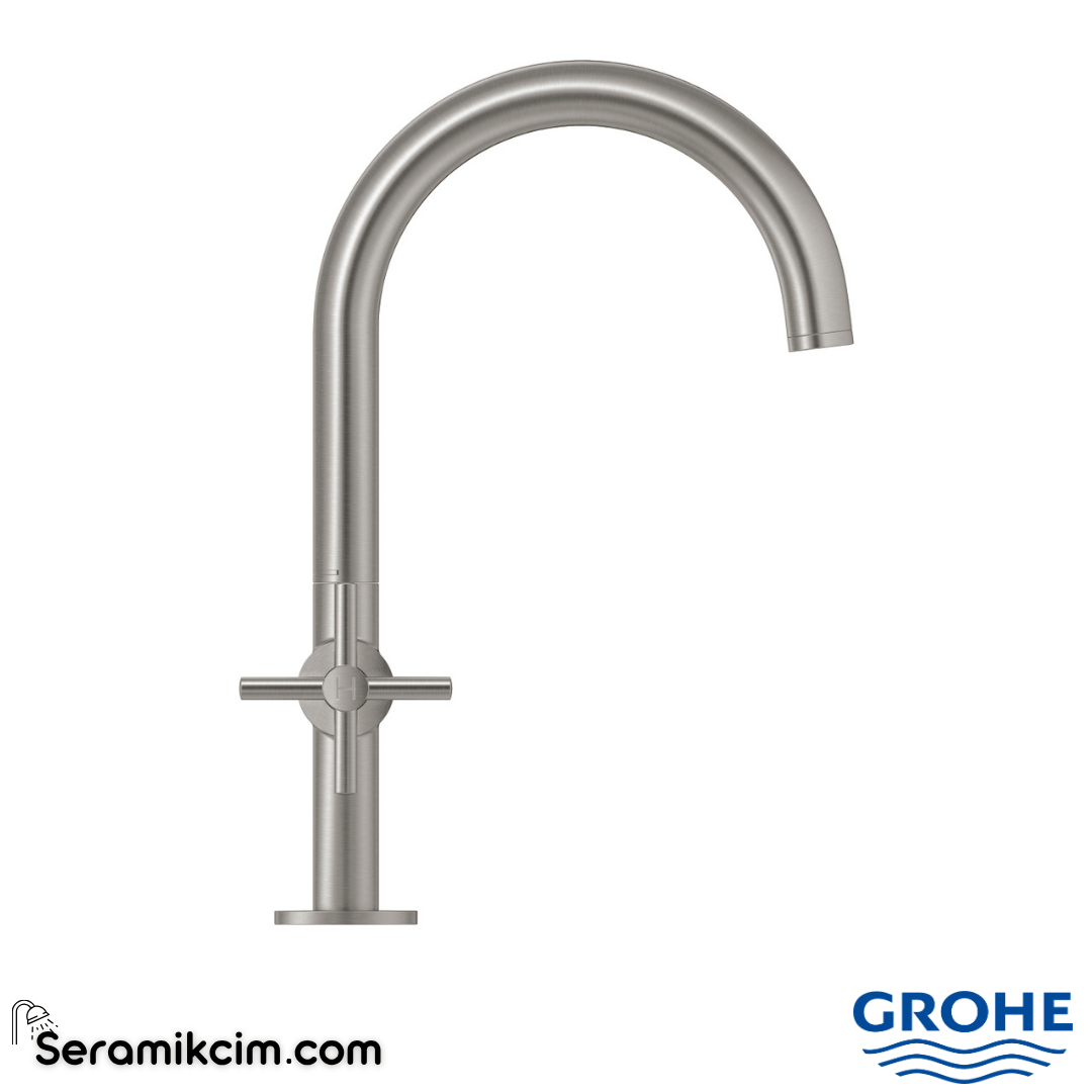 Grohe Atrio Yüksek Lavabo Bataryası (L-Boy), Paslanmaz Çelik 21144DC0 - 21144DC0