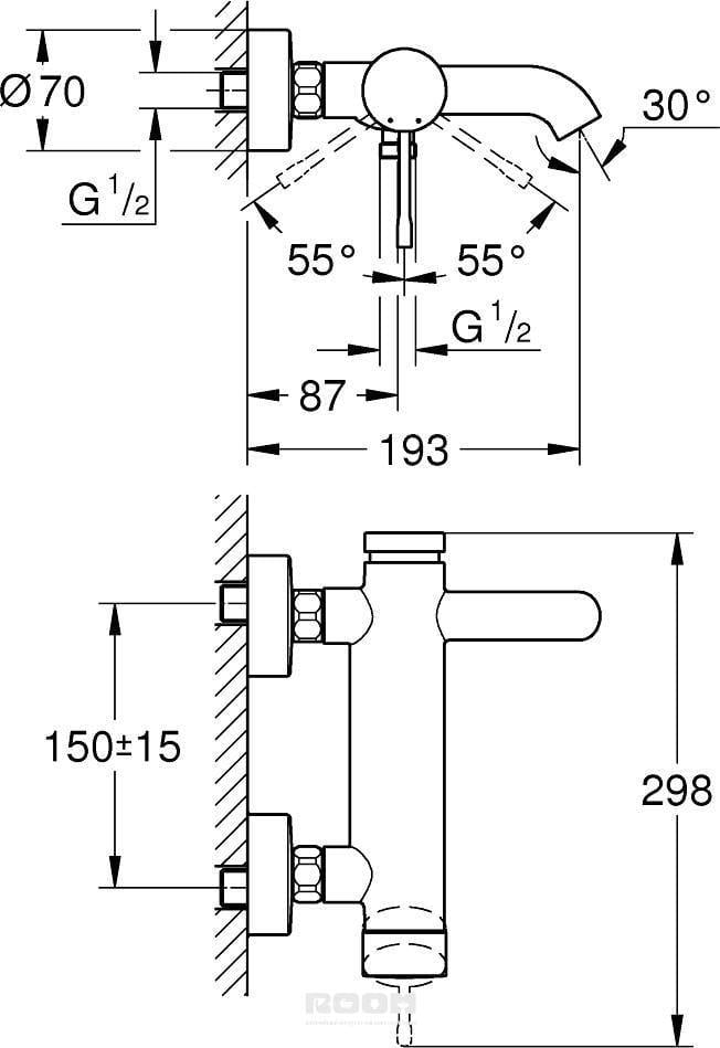 Grohe Essence Banyo Bataryası, Paslanmaz Çelik - 33624DC1 - 33624DC1