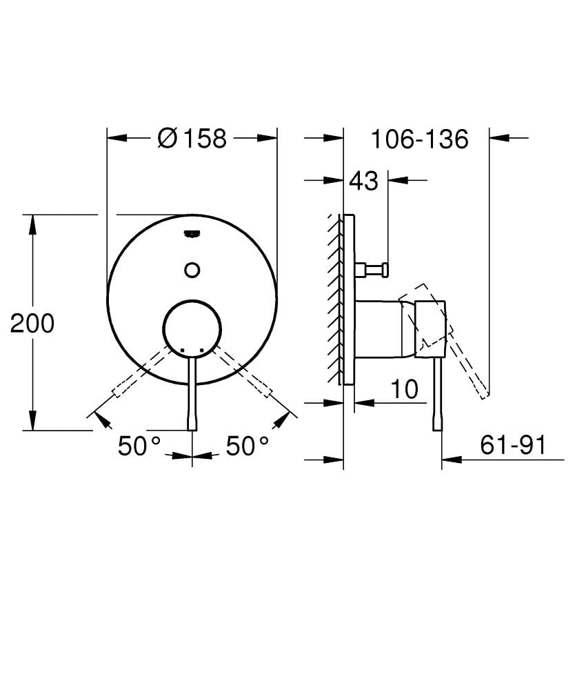 Grohe Essence New Ankastre Banyo/Duş Bataryası (Sıva Üstü Grubu), Fırçalı Bakır - 19285DL1 - 19285DL1