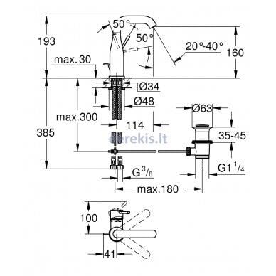Grohe Essence New Lavabo Bataryası, Bakır, Sifon Kumandalı