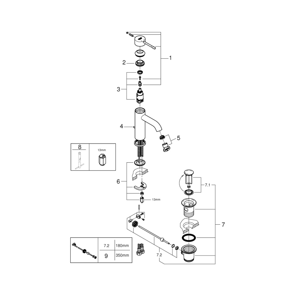 Grohe Essence New Lavabo Bataryası, Sifon Kumandalı, Bakır - 24171DL1