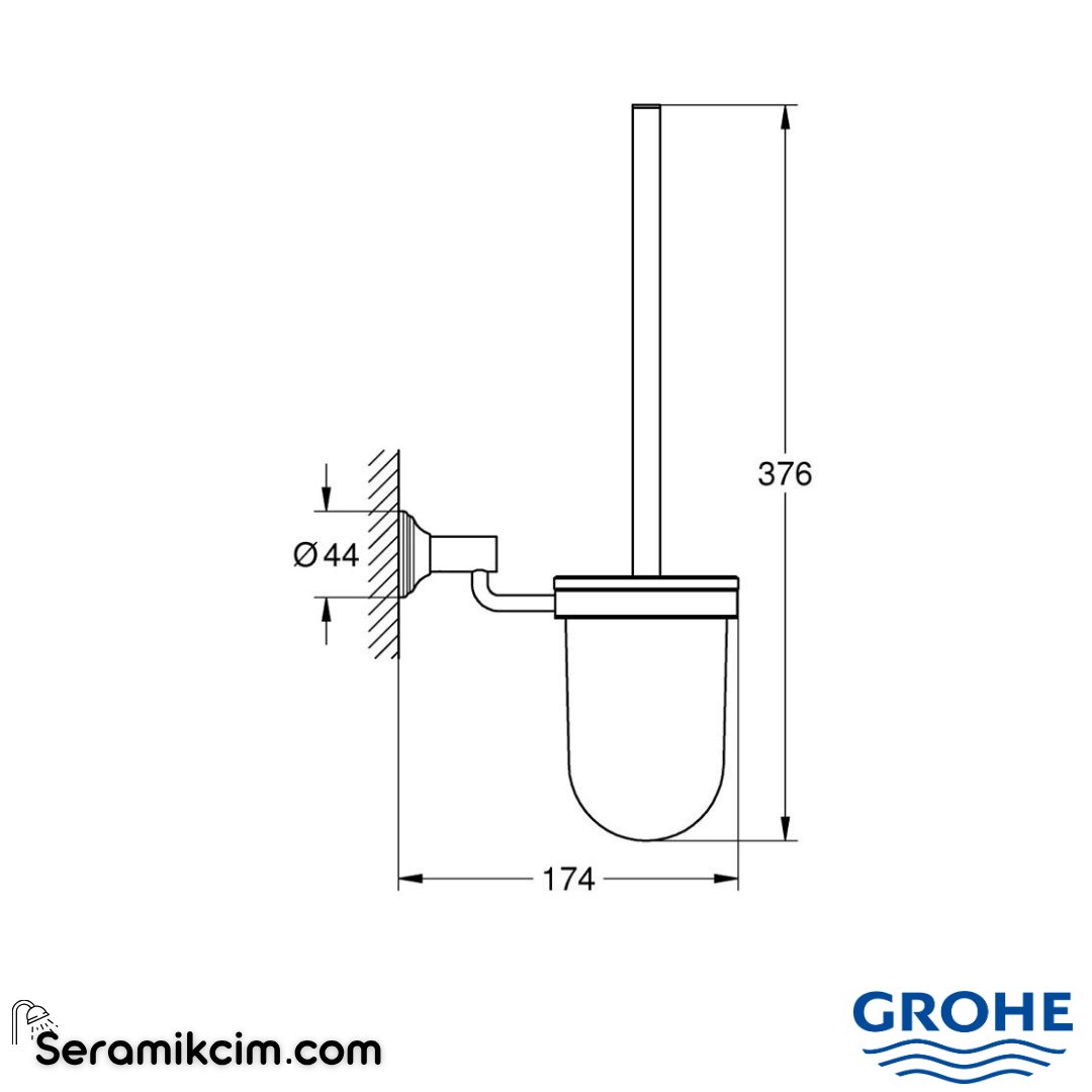 Grohe Essentials Authentic Tuvalet Fırçası Seti Krom 40658001 - 40658001