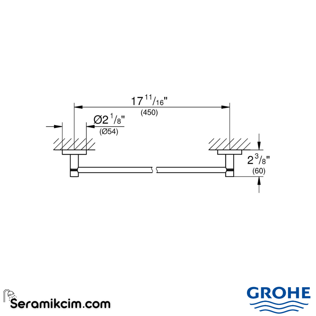 Grohe Essentials Havluluk, 45cm, Sert Grafit 40688A01 - 40688A01