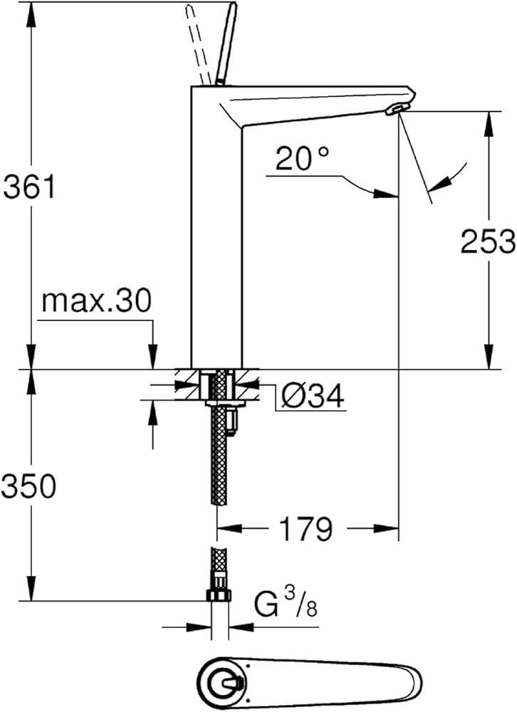 Grohe Eud Joystick Çanak Lavabo Bataryası Krom - 23428000