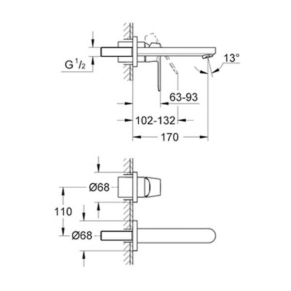 GROHE Eurocosmo Ankastre Lavabo Bataryası Krom 19381000 - 19381000