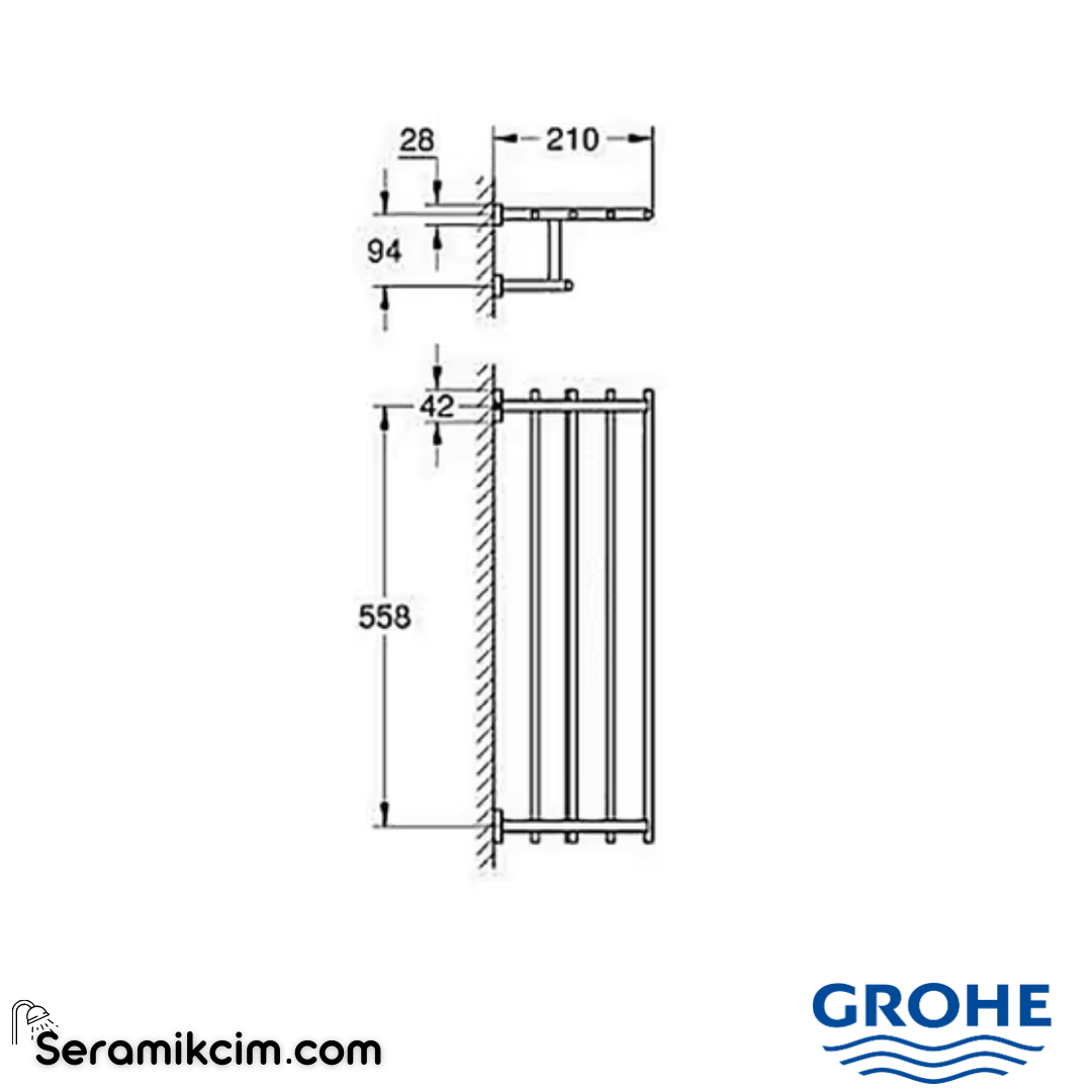 Grohe Eurocube Raf Havluluk, Krom - 40512001