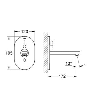 Grohe Eurosmart Cosmopolitan Ankastre Fotoselli Lavabo Bataryası, Çift Su Girişli
