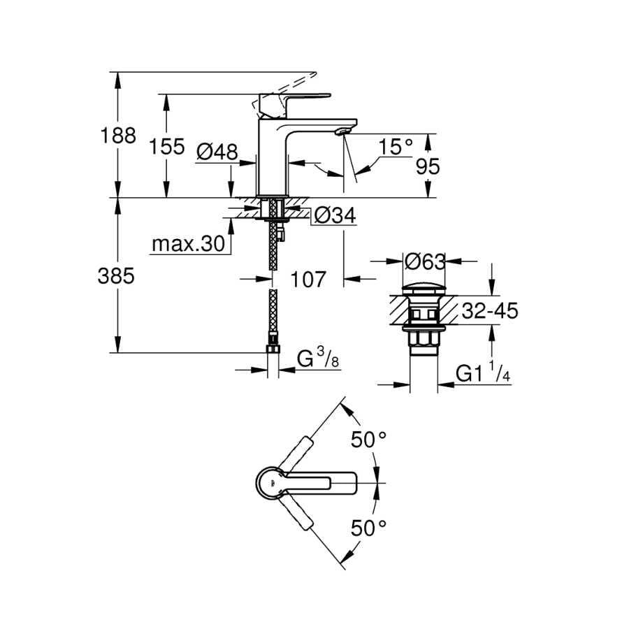 Grohe Lineare Lavabo Bataryası, Fırçalı Sert Grafit - 23791AL1