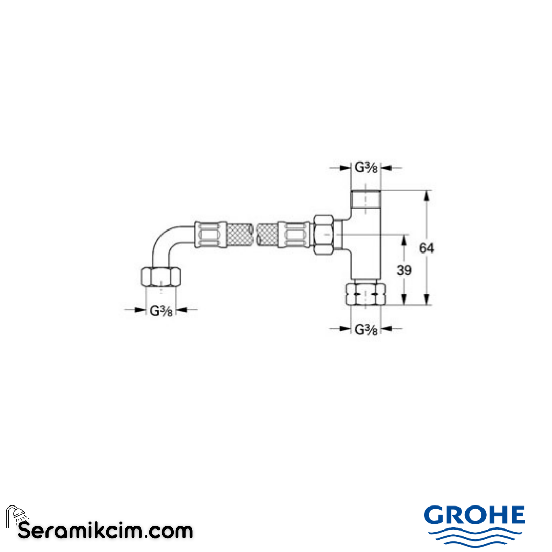 Grohe Mikro Termostat için T ve Esnek Boru Krom 47533000 - 47533000