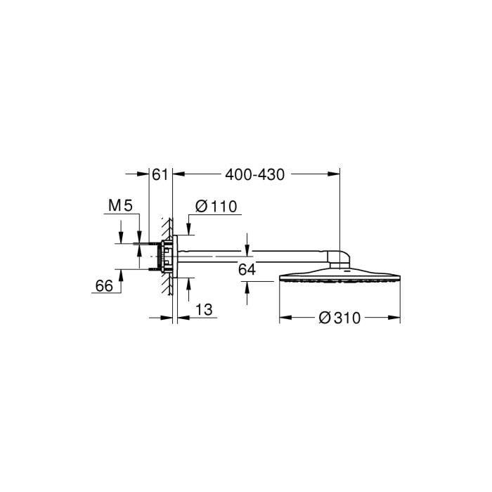 Grohe Rainshower SmartActive 310 Tepe Duşu Seti, 31 cm, 2 Akışlı, Mat Siyah - 22123KF0