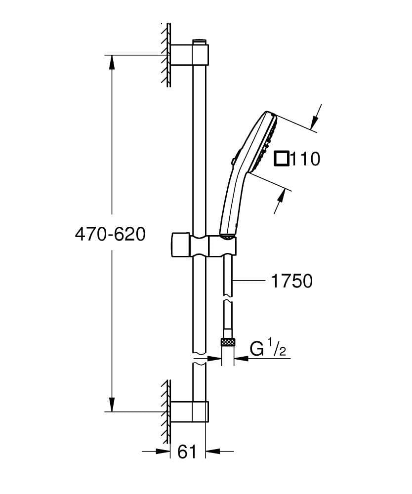 Grohe Tempesta Cube 110 Sürgülü Duş Seti, 2 Akışlı, Mat Siyah - 267482433