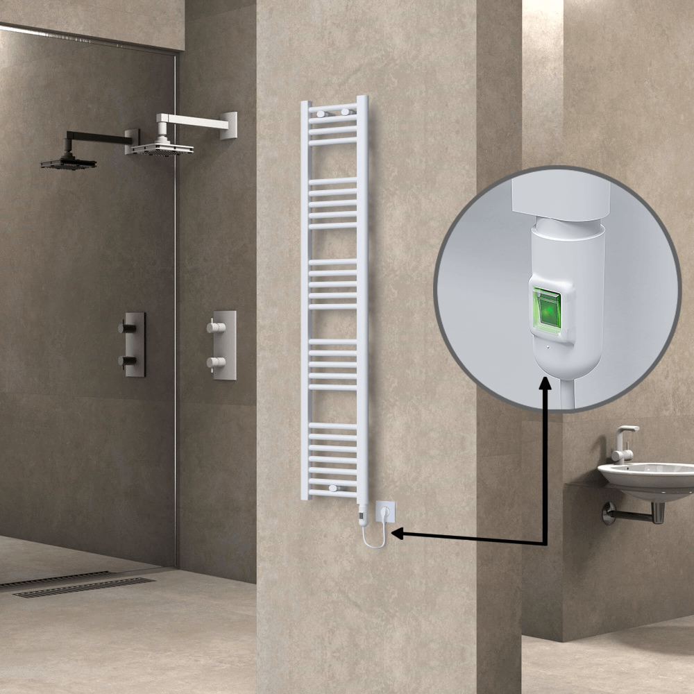 Haiti Elektrikli Havlupan 300x1500 Düz Beyaz Parlak (On/Off Düğmeli) 600 Watt