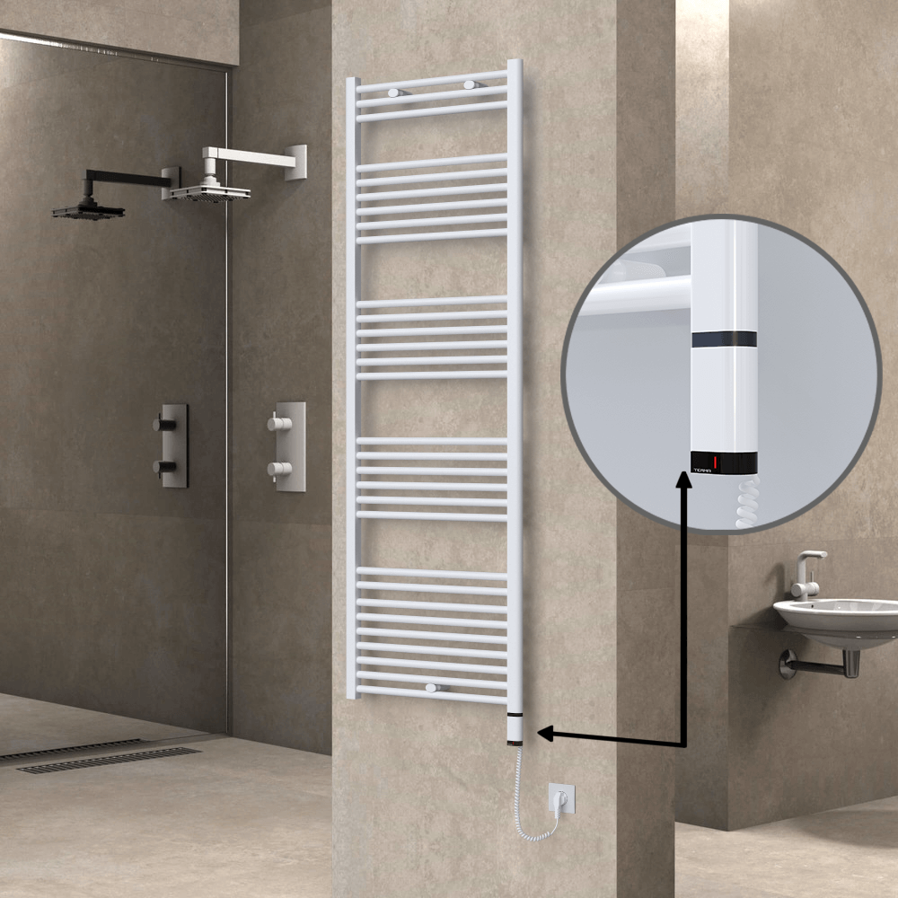 Haiti Elektrikli Havlupan 600x1800 Düz Beyaz Parlak (OneD On/Off ) Sağ 1000 Watt