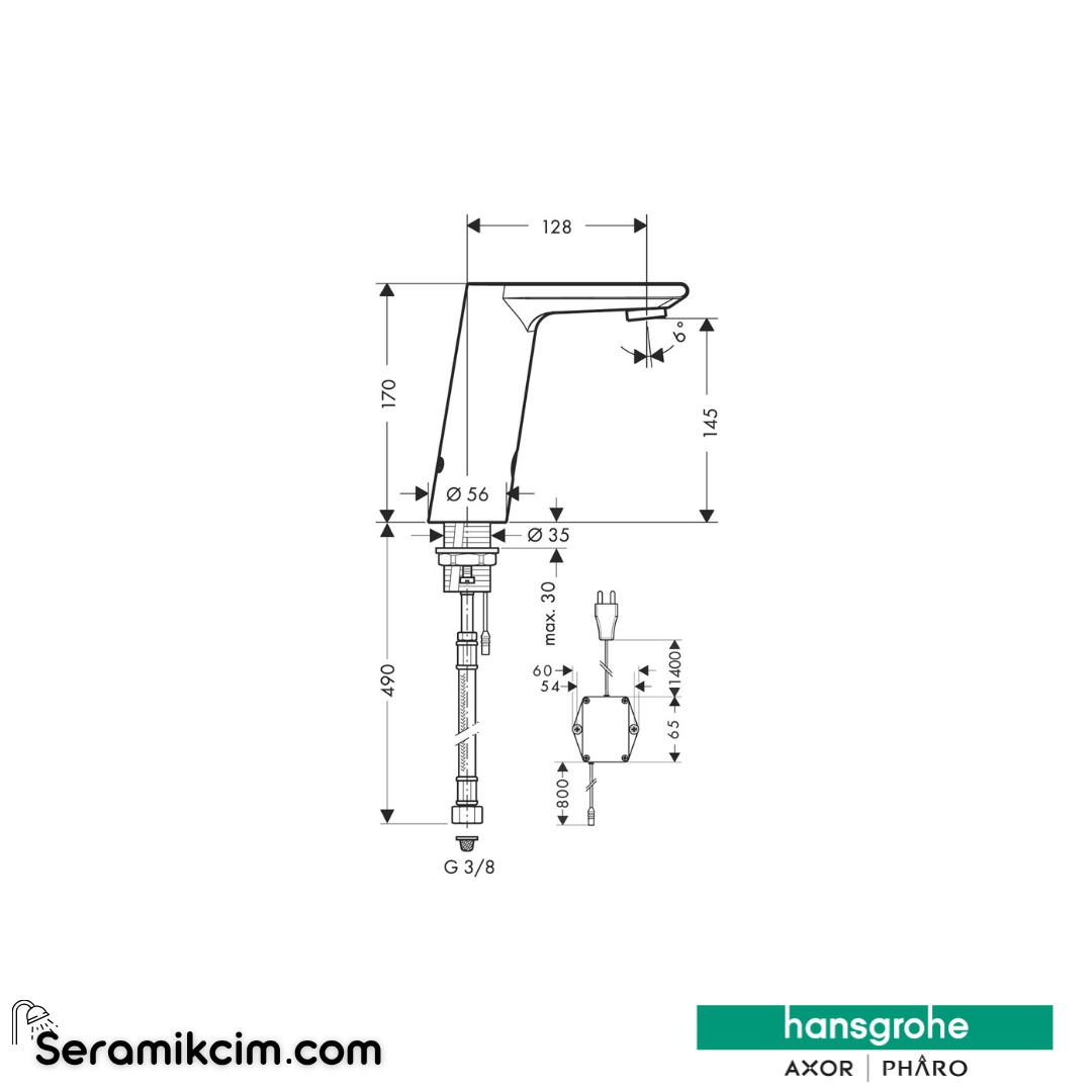 Hansgrohe Metris S Fotoselli Lavabo Bataryası Dıştan Ayarlı 31102000 - 31102000