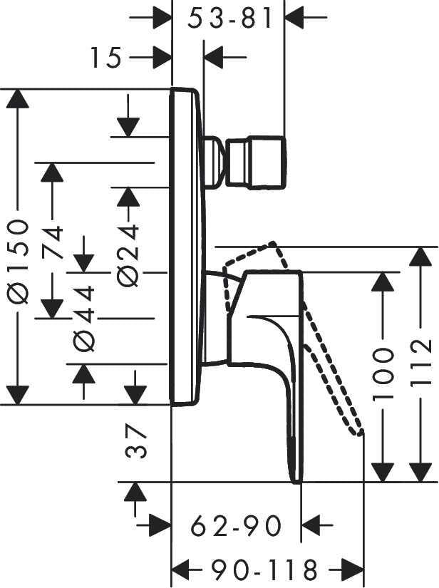Hansgrohe Rebris E Eviye Bataryası E Tek Kollu Banyo Bataryası Ankastre (İbox İçin) 72468000 - 72468000