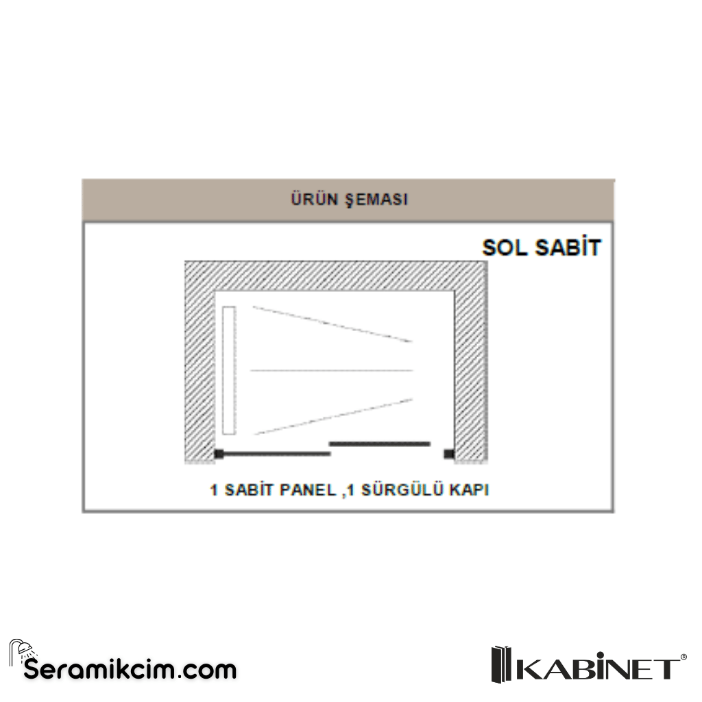 Kabinet Deluxe Serisi 1 Sabit 1 Kayar Ön Cephe Duşakabin - ADX.D121A