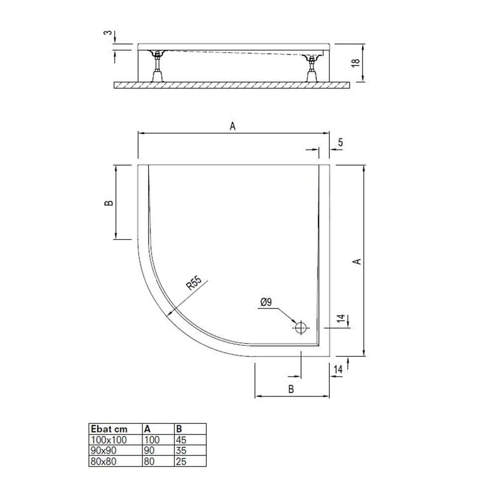 Kale Banyo Floor 80X80 Cm Oval Monoblok Duş Teknesi - 310201300052