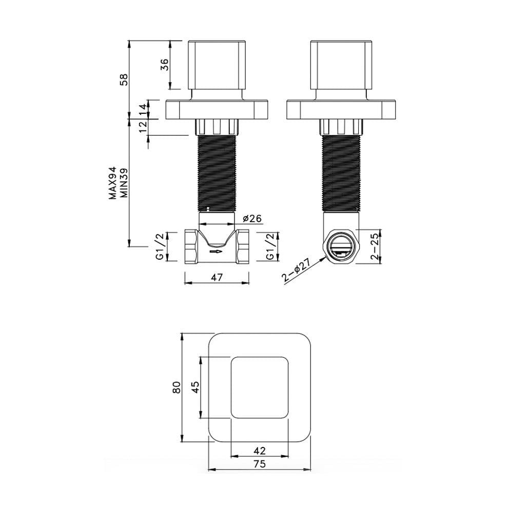 Kale Banyo K100 Ankastre Stop Valf 90° - 410200500618