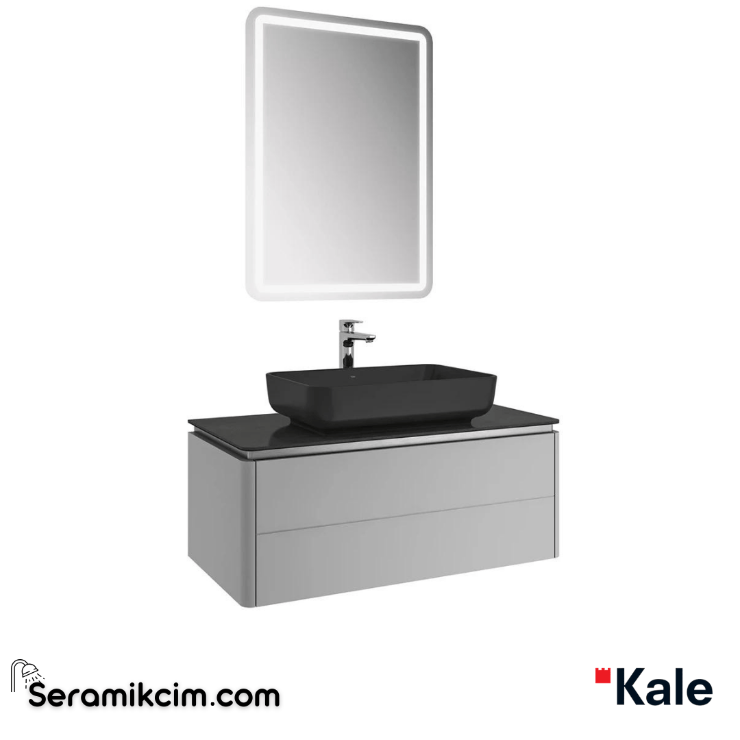 Kale Banyo Lotus 100Cm Dikdörtgen Çanak Lvb+Ayna Set Mat Gri/Antrasit Tezgah - 610100201424