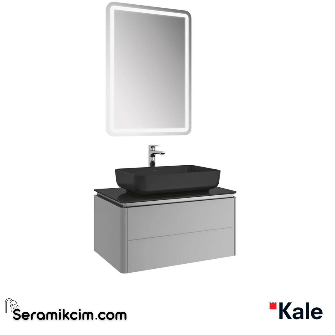 Kale Banyo Lotus 80Cm Dikdörtgen Çanak Lvb+Ayna Set Mat Gri/Antrasit Tezgah - 610100201416