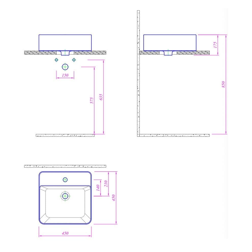 Kale Banyo Smartedge 45X45 Kare Lavabo - 310200200015