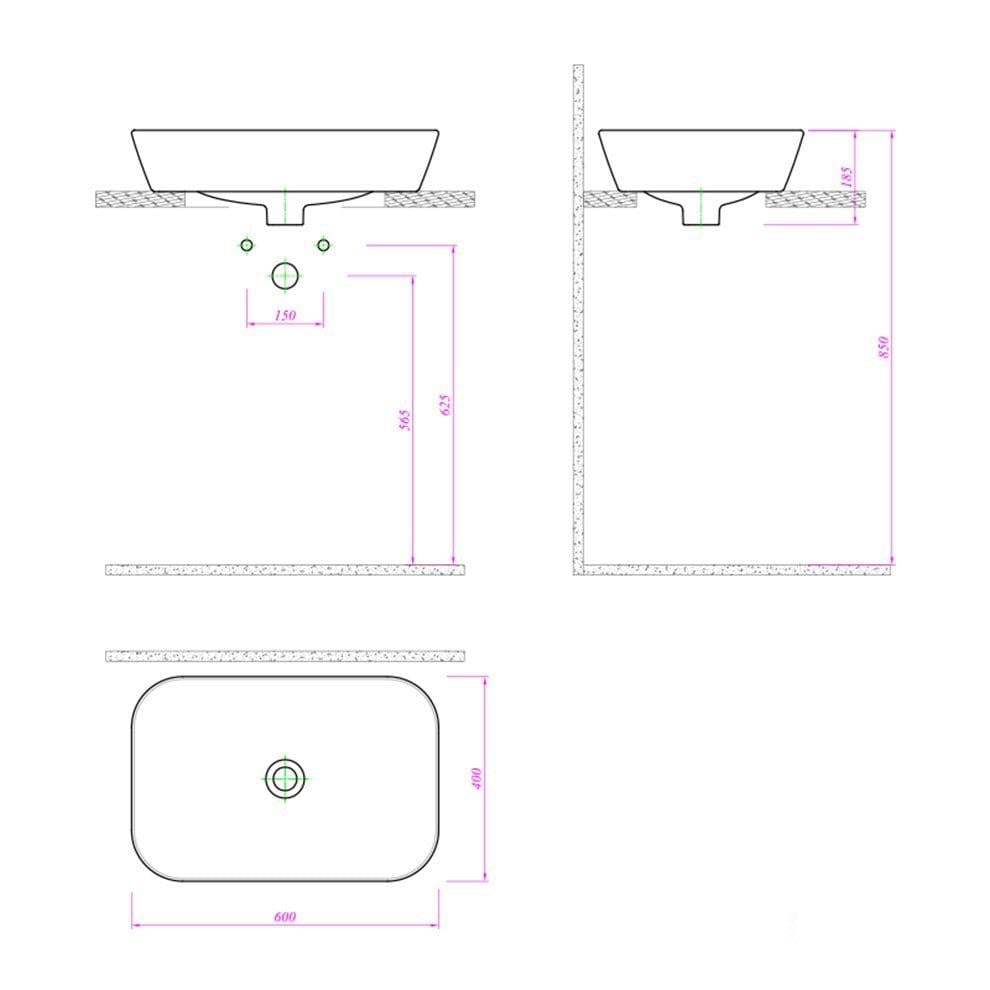 Kale Banyo Stil Pro 60X40 Çanak Lavabo  - 310200200027