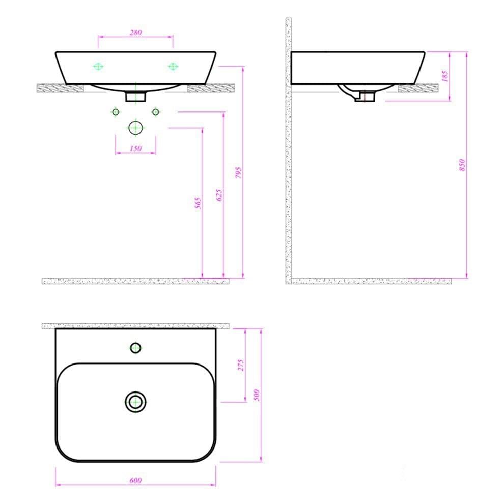 Kale Banyo Stil Pro 60X50 Tezgah Üstü Lavabo  - 310200200035