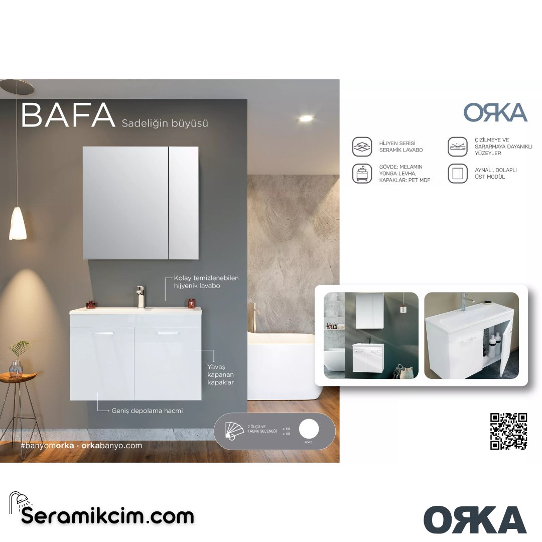 Orka Bafa 80cm Banyo Dolabı Set Beyaz - ORK025.80.01.TKM
