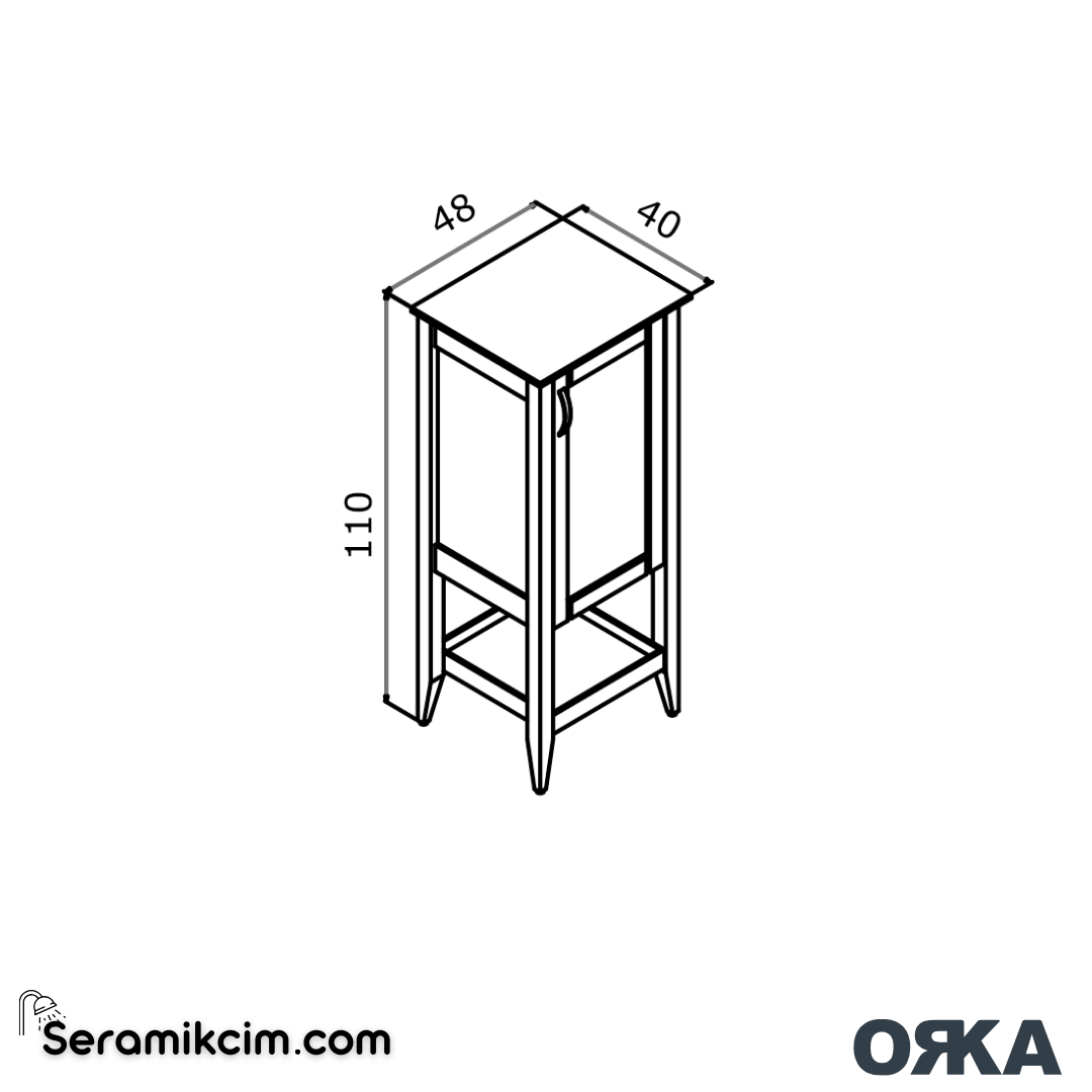Orka Bastle 48cm Boy Dolabı Sağ Mat Antrasit - ORK.BYD1056