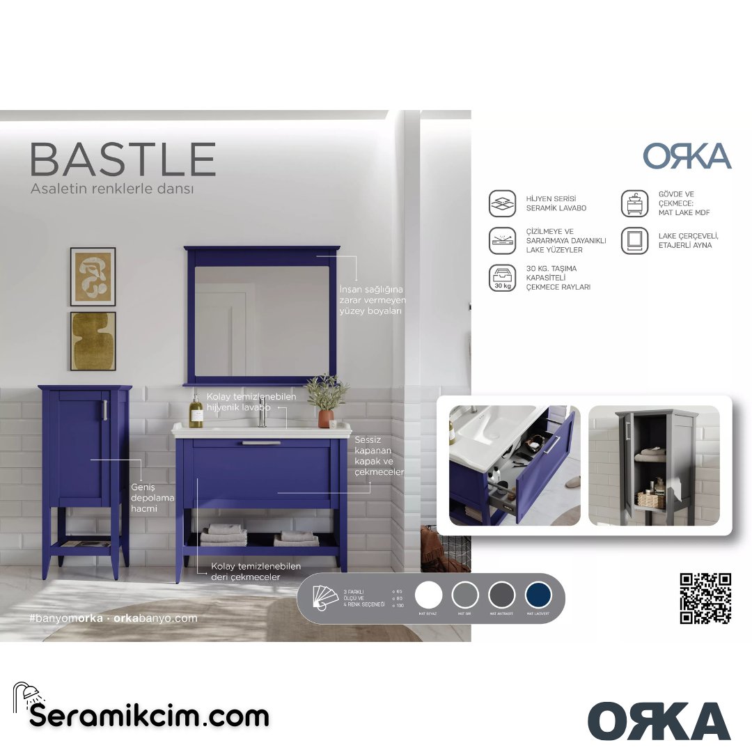 Orka Bastle 48cm Boy Dolabı Sağ Mat Antrasit - ORK.BYD1056