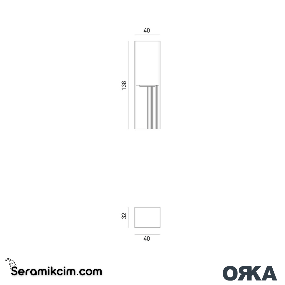 Orka Biella 40cm Boy Dolabı Sağ Mat Pudra - ORK.BYD1067