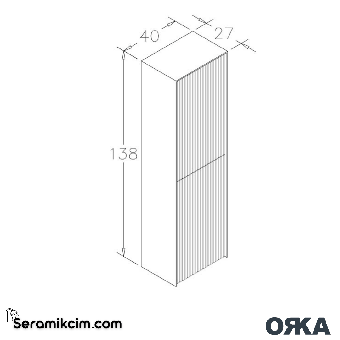 Orka Cube 40cm Boy Dolabı (Sağ-Sol) Mat Gri - ORK030.40.02.TKM