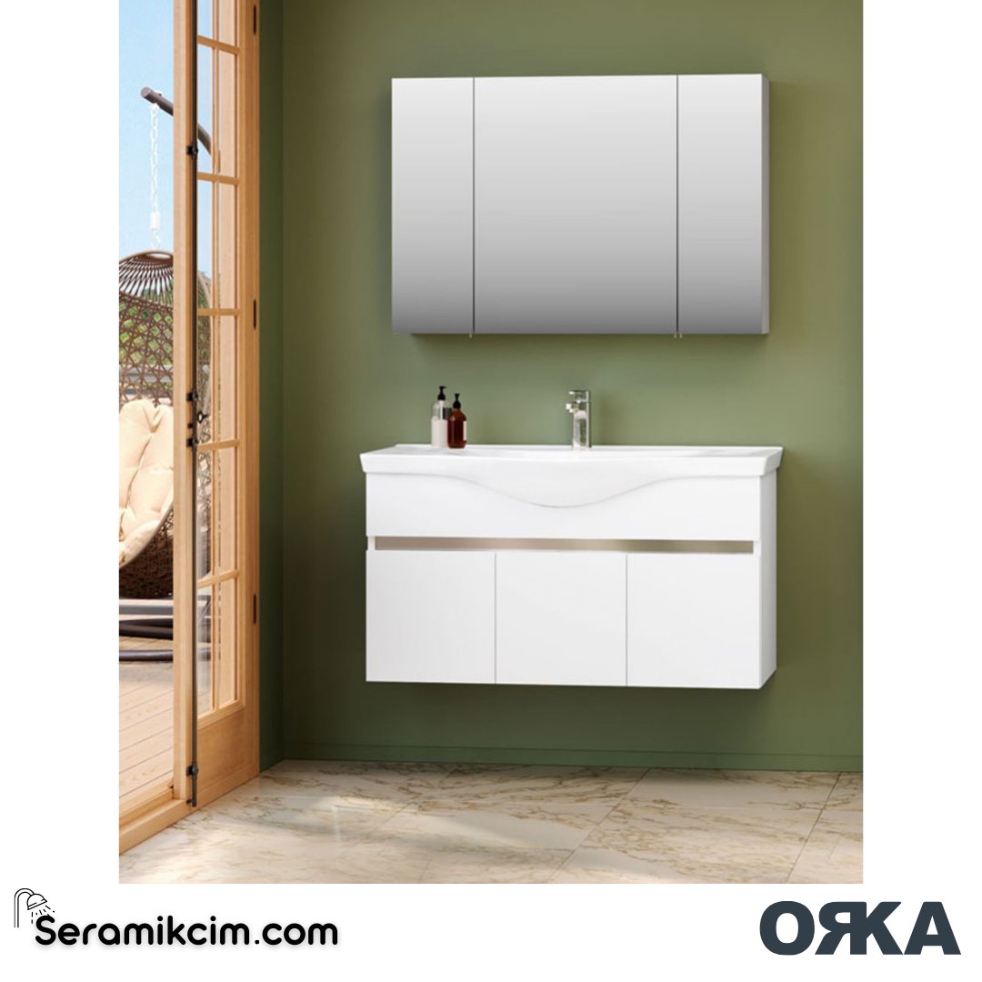 Orka Dinar 100cm Banyo Dolabı Set Beyaz - ORK05.100.01.TKM