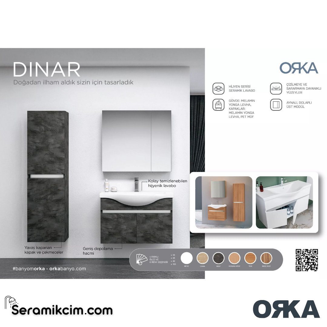 Orka Dinar 40cm Boy Dolabı (Sağ-Sol) Teak - ORK.BYD1210