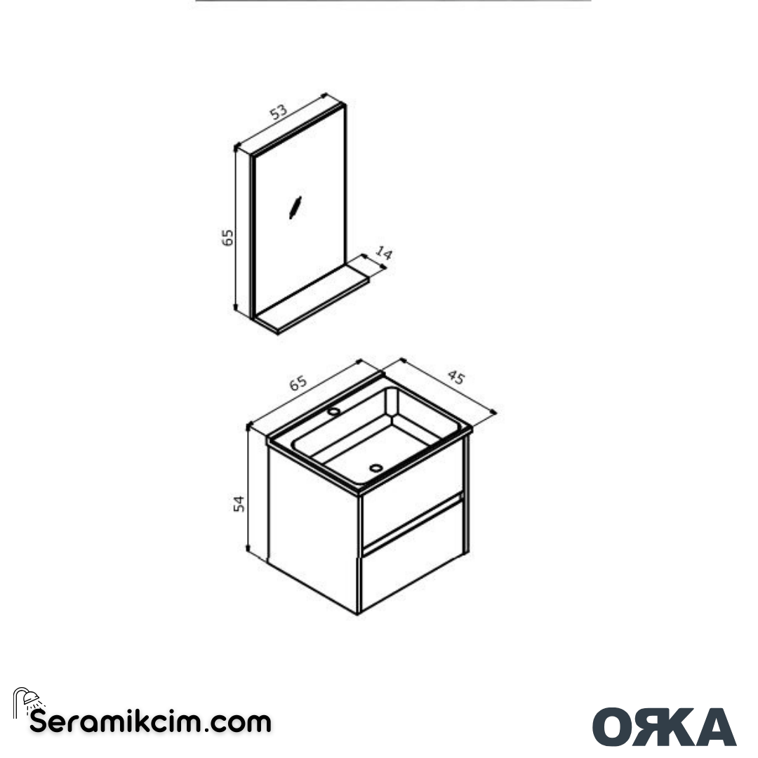Orka Düden 65cm Çekmeceli Banyo Dolabı Set Odeon Kızıl Ceviz - ORK052.65.04.TKM