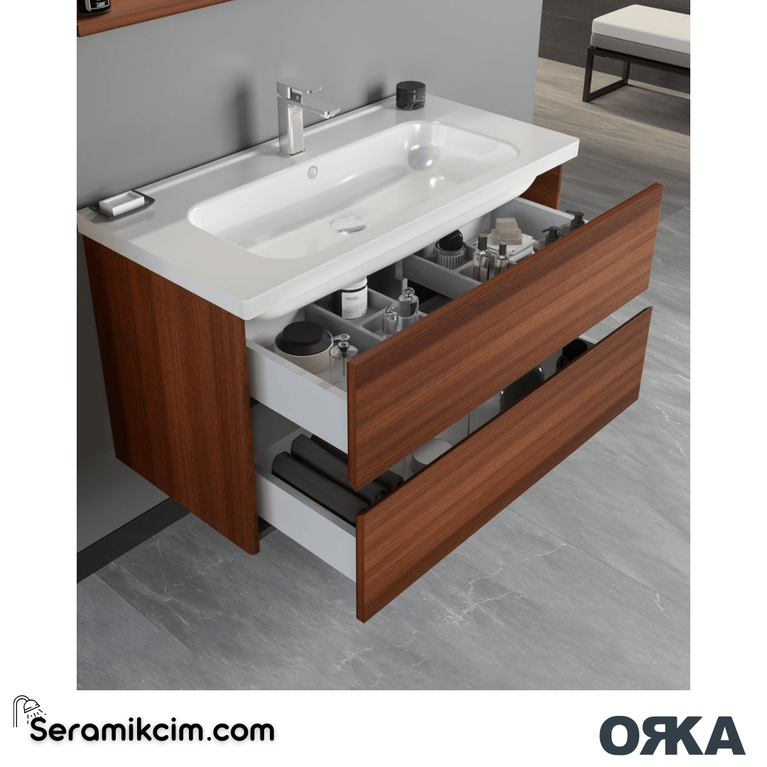 Orka Düden 65cm Çekmeceli Banyo Dolabı Set Odeon Beyaz Meşe - ORK052.65.02.TKM