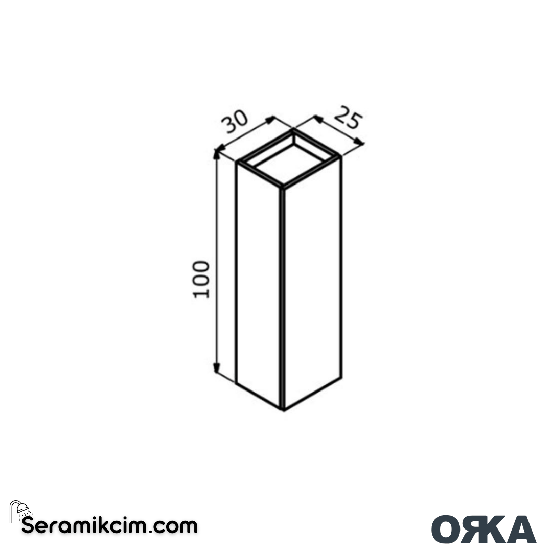 Orka Ferla 30cm Boy Dolabı (Sağ-Sol) Mat Antrasit - ORK.BYD1100