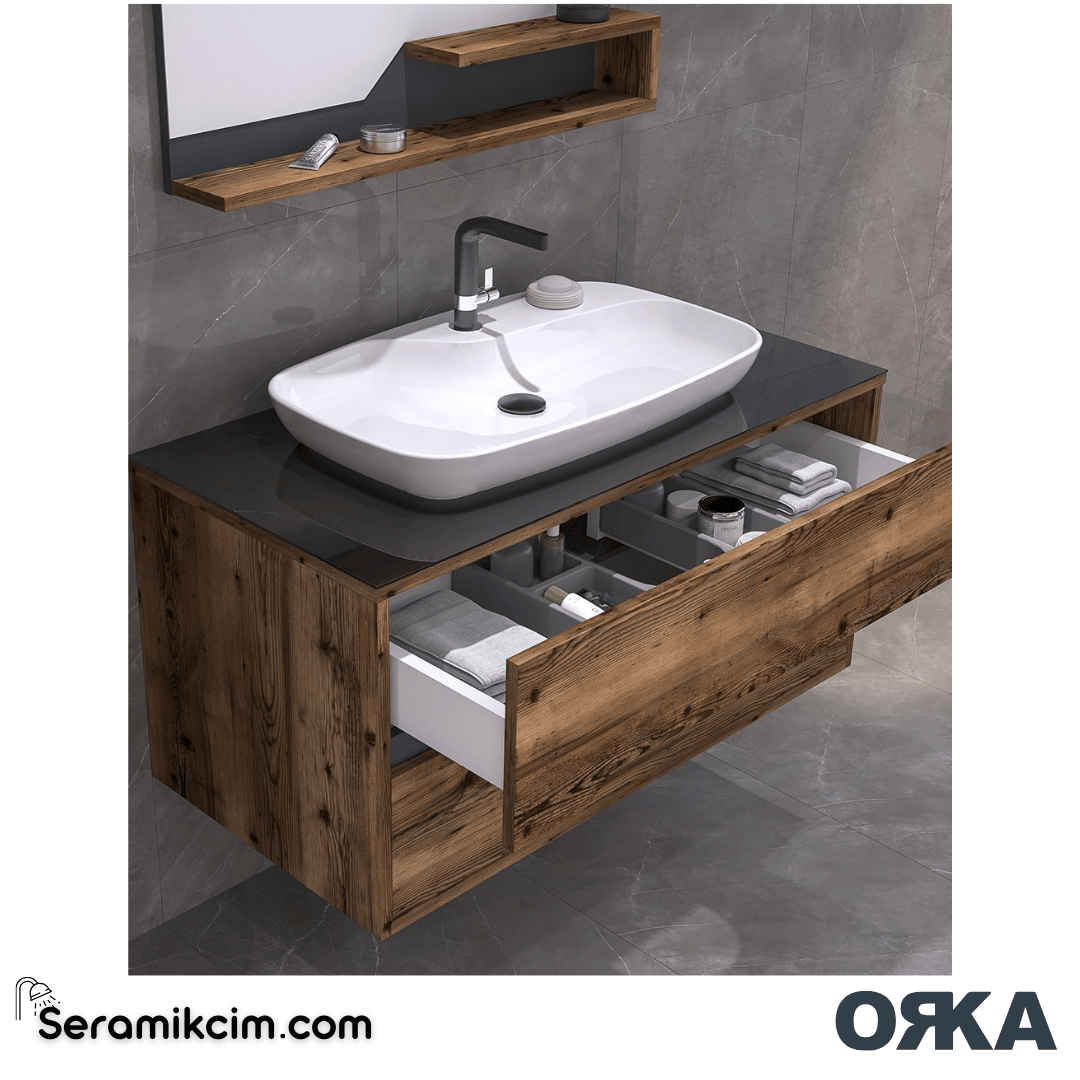 Orka Galia 100cm Banyo Dolabı Set Ella - ORK08.100.02.TKM