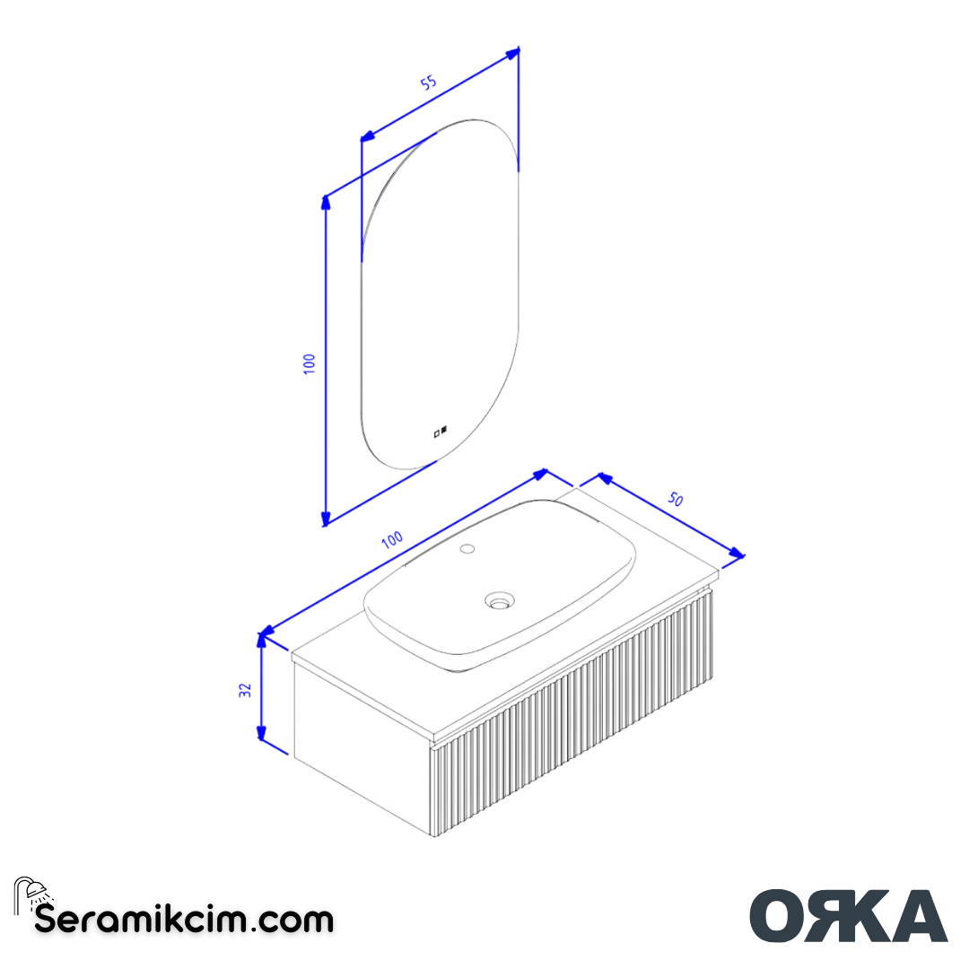 Orka Lentia 100cm Banyo Dolabı Set Meşe - ORK15.100.04.TKM