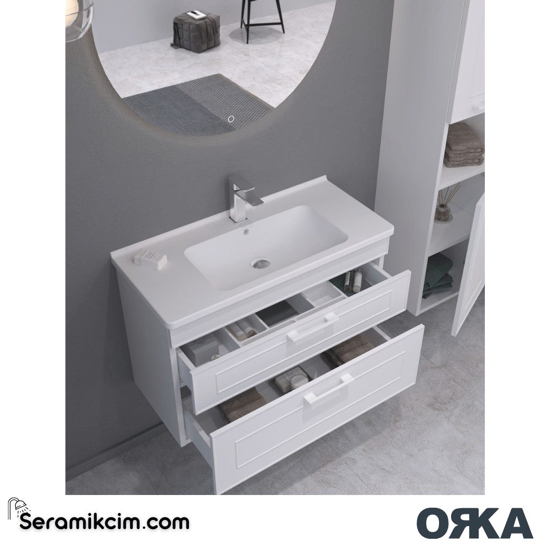 Orka Limpo 100cm Çekmeceli Banyo Dolabı Set Mat Beyaz - ORK156.100.02.TKM