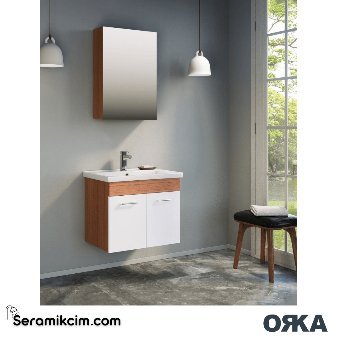 Orka Mars 80cm Banyo Dolabı Set Teak - ORK168.80.02.TKM