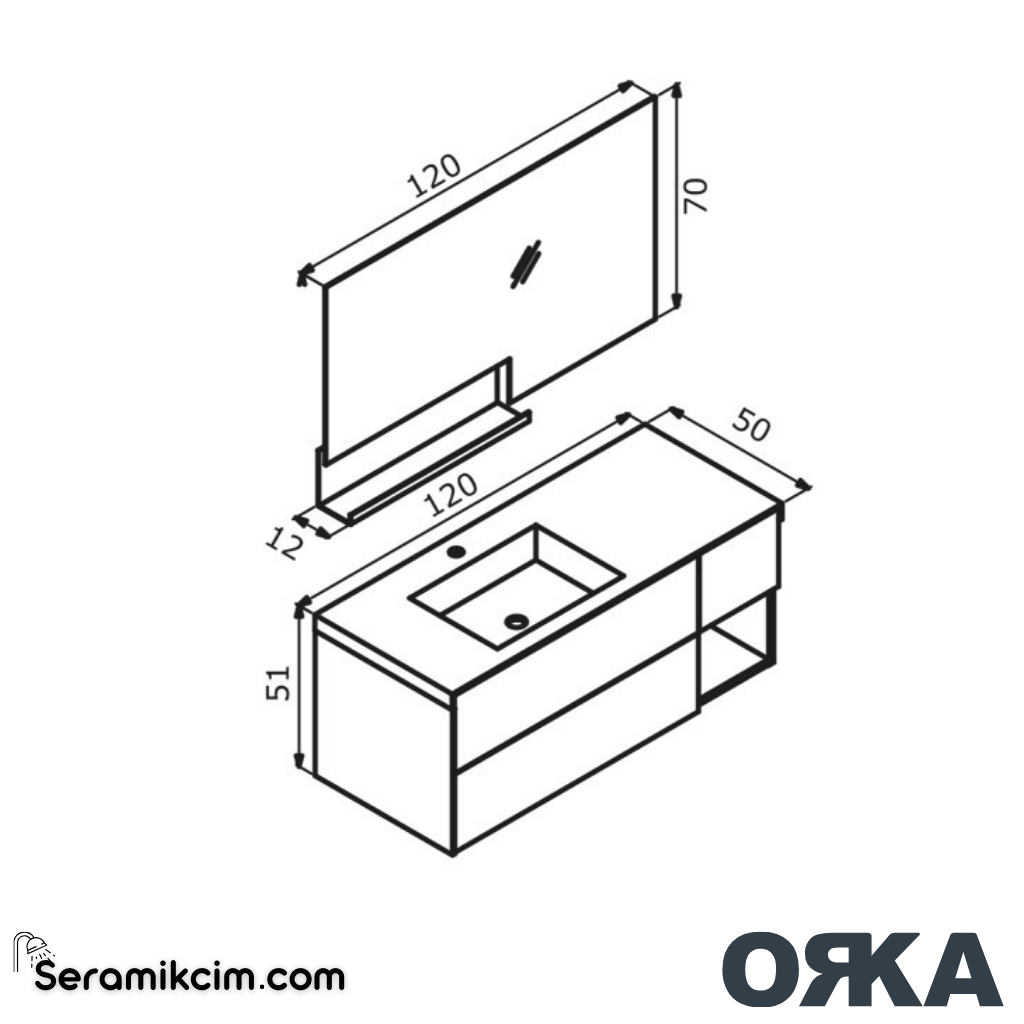 Orka Milano 120cm Banyo Dolabı Set Mat Beyaz - ORK162.120.02.TKM
