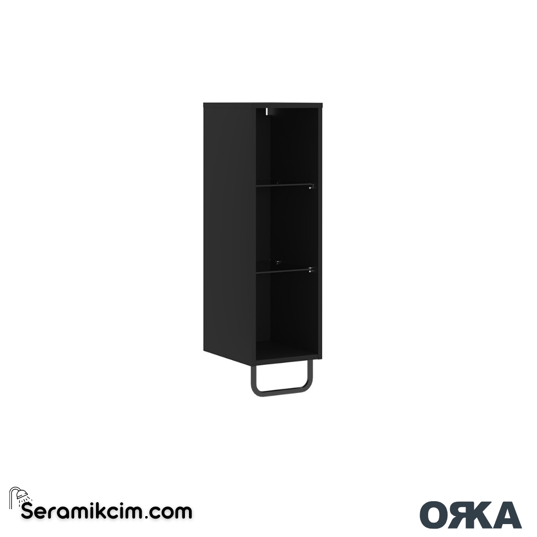 Orka Noto 47cm Açık Raflı Boy Dolabı Sol Mat Siyah - ORK.BYD1234