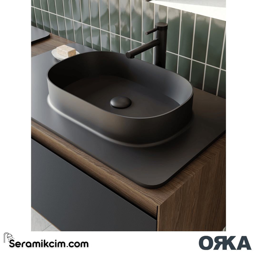 Orka Pacific 180cm Banyo Dolabı Set Mocha Meşe / Mat Gri - ORK200.180.02.TKM